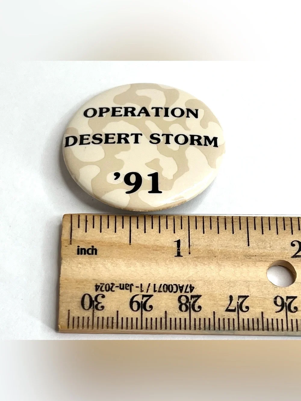 Vintage 1991 Operation Desert Storm '91 Camo Pinback Button Gulf War 1.25
